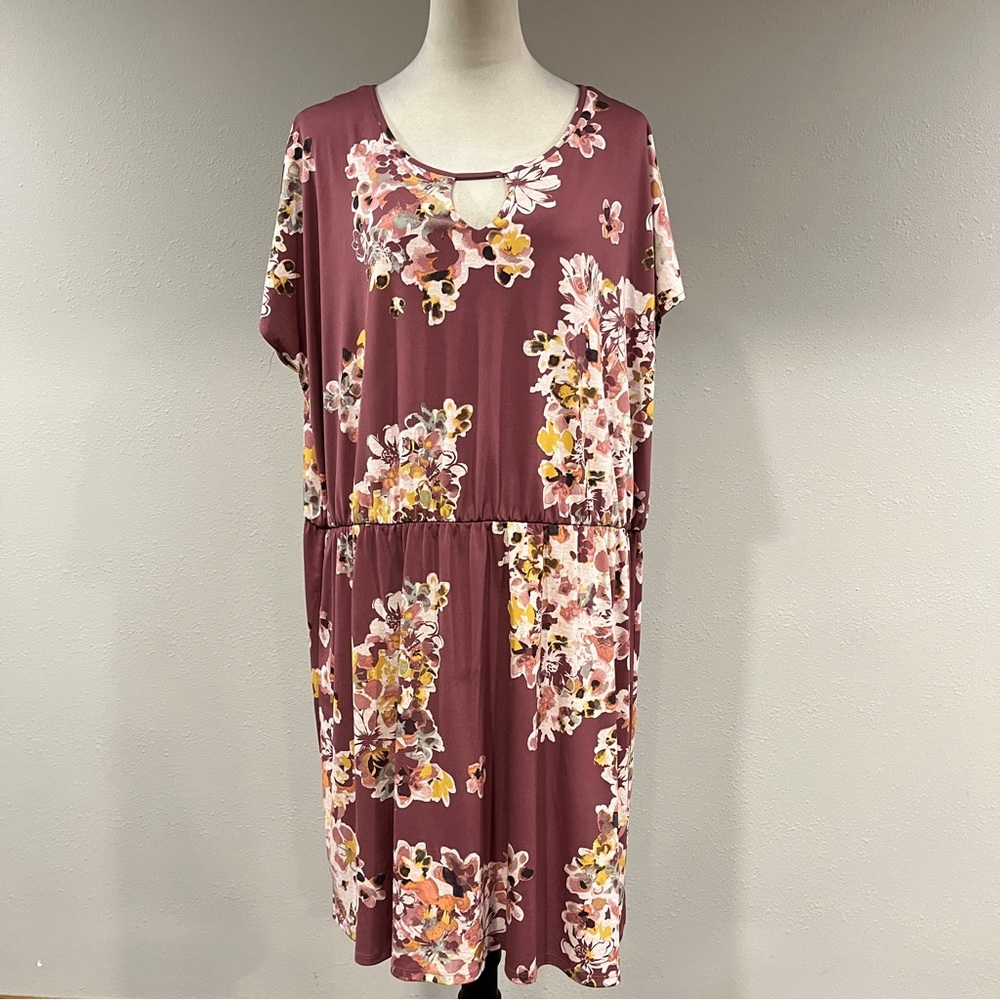 Maurices floral short sleeves plus size stretchy mini Dress‎